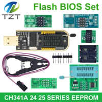 CH341A CH341B 24 25 Series EEPROM Flash BIOS USB Programmer Module + SOIC8 SOP8 Test Clip + 1.8V adapter + SOIC8 adapter DIY KIT