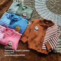 Sweater Jaket Rajut Bayi Kombinasi Polos Salur BEAR