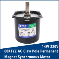 220V 14W 60KTYZ 2.5-80rpm Reduction Gear Motor Permanent Magnet Synchronous Motor Motor Eccentric Shaft 8MM No Hole With bracket