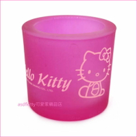 asdfkitty可愛家☆KITTY桃紅色玻璃燭台/蠟燭架-2006年絕版商品-歐美正版商品