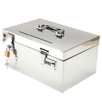 帶鎖收納盒 家用盒子帶鎖大容量投幣鐵箱子鐵盒保險盒不銹鋼收銀零錢箱『XY14280』