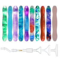 Diamond Painting Pen 5D Resin Glitter Pens Kit Tool Rolling Point Drill Replacement Pen Heads Multi Placer For Nail Art Cross