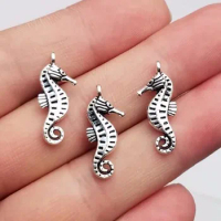 40pcs/lot--8x22mm, hippocampus cham,Antique silver plated sea horse Charms ,DIY supplies, Jewelry accessories
