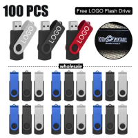 100PCS/Pen Drive Free custom logo Wholesale USB 2.0 Flash Drive Multiple Color Options 4GB 8GB 16GB 32G 64GB Memory Flash Disk