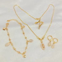 Set Perhiasan Lapis Emas Wanita Zircon Aksesoris Perhiasan - 1 SET, 8