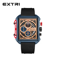 Extri Hot Sales Fashion Men Brand Watches Luxury Men Sports Calendar 3ATM Water Resistant Casual Silicone Strap Clock