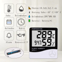 Termometer & Higrometer Digital Indoor - Akurasi Tinggi, Layar Besar, Bisa Didirikan atau Digantung