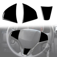 For Honda fit/ Jazz GK5/3rd 2014-2018 Car Steering Wheel Panel Frame Cover Trim ABS Sticker Piano Black