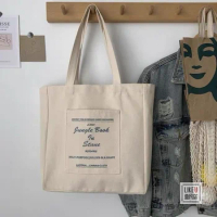 Women Canvas Shoulder Bag Jungle Book Printing Ladies Casual Handbag Tote Bag Large Capacity Cotton Reusable Shopping Beach Bag