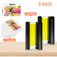 3 inch Card Size Photo Paper for Canon Selphy CP1300 Paper and Ink 3 inch 54*86mm 2 Ink Cartridge 72 Photo Paper for CP1500 1200