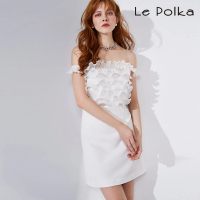 【Le Polka】仙女款荷葉純白小禮服-女