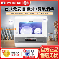 【台灣公司保固】韓國HYUNDAI洗碗機智能全自動家用懶人臺式免安裝小型消毒烘干機