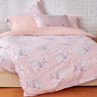 【伊德生活】埃及棉床包枕套組 田園玫瑰粉 雙人(埃及棉、床包、枕套)