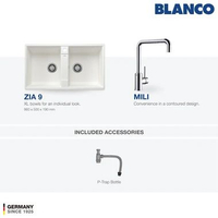 Kitchen Sink Bak Cuci Piring Granit 2 Lubang BLANCO Silgranit ZIA 9 - Paket Kitchen Sink dan Keran D