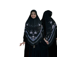 Hijab Instan Bergo Jumbo Premium Motif Bunga Muslim Wanita Syari Instan Jersey Soft Box Pouch - Keru