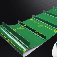 3700x1000x2mm PVC Green Diamond Pattern Conveyor Belt(add cleats H:60mm L:900MM)