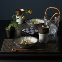 日本製美濃燒居酒屋風杯碟餐具套裝 對杯 父親節禮物 酒杯 盤子 筷子 餐墊 日式風格 復古 現貨