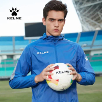 KELME Men's Sportswear Exercise Jacket Hooded Windproof Jacket Joggers Football Running Training Zipper Jacket 3881211