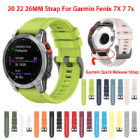 26 22 20MM Silicone Quick Release Watch band Strap For Garmin Fenix 7X 7 7s 6 6X 6 Pro 5 5X Plus 5s Watch Easyfit Band Bracelet