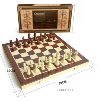 39cm Magnetic Chess Set Folding Magnetic Wooden Chess Board Set with Chess Pieces Board Educational Toys for Adults Kids