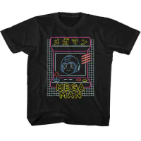 Megaman Neon Arcade Kids T Shirt Japanese Rokkuman Chibi Gamer