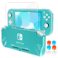 PC transparent protective case compatible with Nintendo Switch Lite. Nintendo comes with tempered film and 6 keycaps