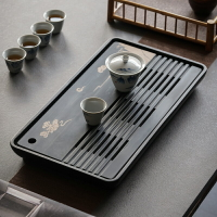 青石木紋茶盤家用辦公室會客簡約現代大號泡茶干泡臺茶臺茶海托盤
