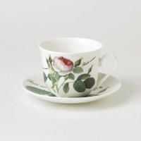【英國ROY KIRKHAM】Redoute Rose 浪漫淺玫瑰系列450ml 早餐骨瓷杯盤組(咖啡 花茶 杯盤組)