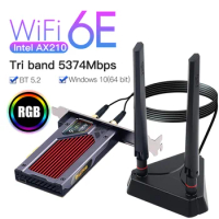 WiFi6e Tri Band 5374Mbps AXE3000 RGB PCI-E Adaptere AX210NGW Bluetooth BT 5.3 802.11AX For Win10-64 bit PCIe Card For Desktop