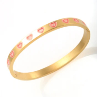 Multiful Heart Enamel Bracelet Bangle Colorful Oil Dripping Love Bangle For Women Men Love Jewelry Gift Wholesale
