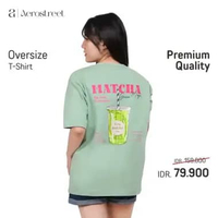 Aerostreet T Shirt Oversize Matcha Sage Green Woman T-shirt Kaos 1CB01 S