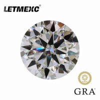 Letmexc Super White Top D Colorless Moissanite Loose Stone Lab Diamond VVS1 3+ Excellent Round Brilliant Cut with GRA Report