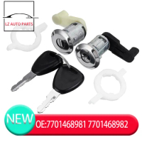 Left+Right Car Door Lock Barrel Cylinder with 2 Key for Renault Megane Scenic Clio Master OE 7701468981 7701468982