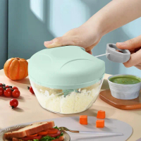 【AHOYE】手拉旋轉食物切碎器(切菜器 切丁器 蔬果打碎器 調理器 備料器)
