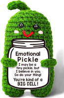 Positive Dill Pickle Crochet Small Emotional Pickle Doll Support Gift - Inspirational Christmas Croc