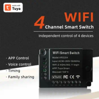 Switch Wireless Remote Control 4 Gang Led Light Switch Smart Home Support Alexa Home Tuya Smart Switch Smart Life Diy