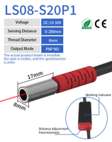 โฟโตอิเล็กทริกเซ็นเซอร์เลเซอร์ขนาดเล็ก GTRIC แบบสะท้อนกระจาย M06 08 10-30VDC NPN PNP ตรวจจับจุดแสงที