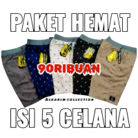PAKET MURAH !! 90 RIBUAN DAPAT  5 CELANA PENDEK PRIA MOTIF DEWASA kATUN TWILL CASUAL NYAMAN SHORTS S