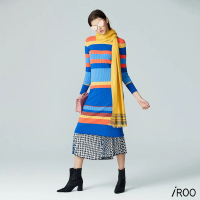 【iROO】羅紋彩條針織長袖洋裝