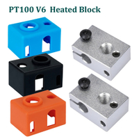 5pcs V6 PT100 Heated Block Hotend 3D Printer Part E3D PT100 V6 Heat Block Silicone Sock Cover Warm Keeping Cover  Sock