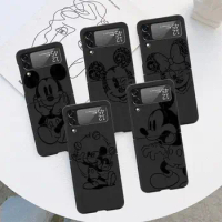 Case for Samsung Galaxy Z Flip 4 3 5 5G Flip Shockproof Capa 6.7 Inches Black PC ZFlip 4 Phone Cover Disney Mickey Minnie Mouse
