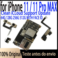 Fully Tested Authentic Motherboard For iPhone 11 Pro Max Original Mainboard With Face ID Cleaned iCloud For iPhone 11 Pro Max