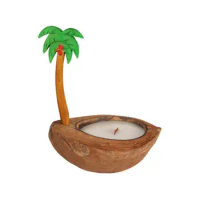 Coconut Soy Candle Tropical Coconut Candle With Wooden Wick Home Beach Décor Candle Hollow Coconut Soy Wax For Great Beach
