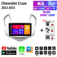 2K QLED Android 12 Car Radio Video Player For Chevrolet Cruze J300 J308 2012 - 2015 GPS Serero Carplay 8G 128G No 2 din