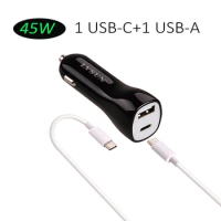Mini Car Charger Laptop Adapter USB Type C 2 Port for Huawei Mate 10/20/20 Pro/30/9/9Pro/Matebook E 12/Matebook X Fast Charging