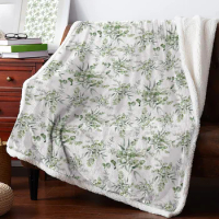 Spring Eucalyptus Leaves Winter Warm Cashmere Blanket for Bed Wool Throw Blankets for Office Bedspread