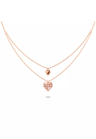 Bullion Gold BULLION GOLD Pixel Heart Layered Necklace in Rose Gold Layered Stainless Steel