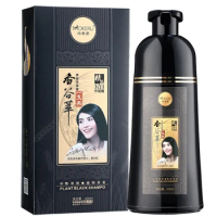 Mokeru 500ml Ginger Black Dye Shampoo for Hair Professional Natural Black Hair Coloring Shampoo Covering Grey White Hair