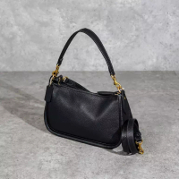 COACH Tas COACH CARY PLAIN BLACK SOFT LEATHER SHOULDER BAG WITH LS 100% ORIGINAL