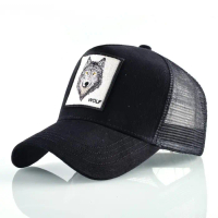 WOLF Topi Trucker Baseball Wolf Quick Drying Mesh Topi Golf Cap - Full Black